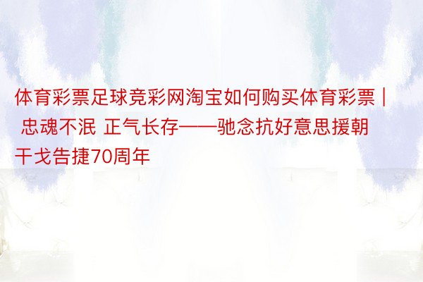 体育彩票足球竞彩网淘宝如何购买体育彩票 | 忠魂不泯 正气长存——驰念抗好意思援朝干戈告捷70周年