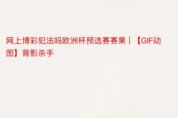 网上博彩犯法吗欧洲杯预选赛赛果 | 【GIF动图】背影杀手