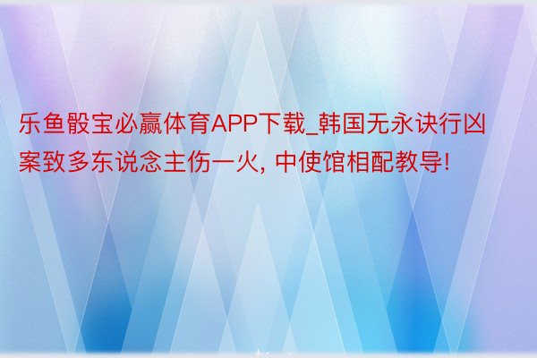 乐鱼骰宝必赢体育APP下载_韩国无永诀行凶案致多东说念主伤一火, 中使馆相配教导!