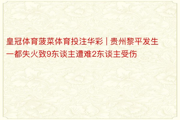 皇冠体育菠菜体育投注华彩 | 贵州黎平发生一都失火致9东谈主遭难2东谈主受伤