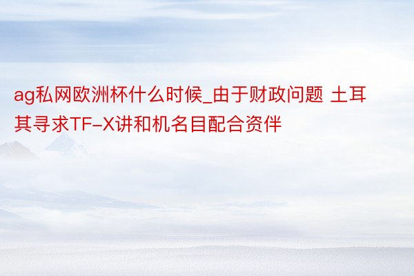 ag私网欧洲杯什么时候_由于财政问题 土耳其寻求TF-X讲和机名目配合资伴