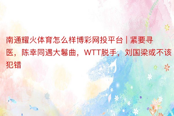 南通耀火体育怎么样博彩网投平台 | 紧要寻医，陈幸同遇大鬈曲，WTT脱手，刘国梁或不该犯错